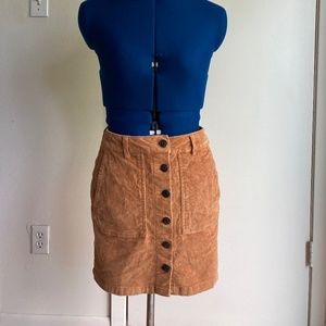 Corduroy Button Up A-Line Skirt